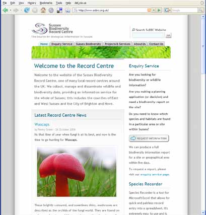 Web site of the Sussex Biodiversity Record Centre